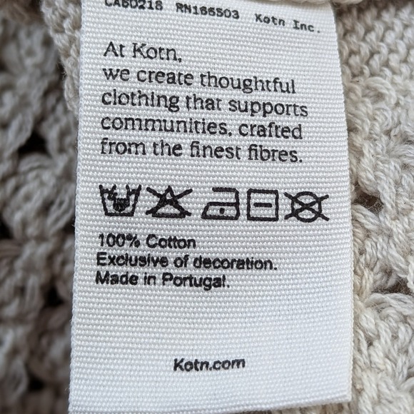 Kotn Men's Open Knit Cotton Crewneck Sweater NWT S Oatmeal - Picture 10 of 10